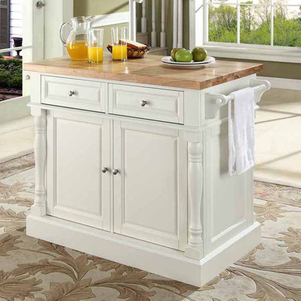 Three Posts™ Haslingden Kitchen Island with Butcher Block Top & Reviews